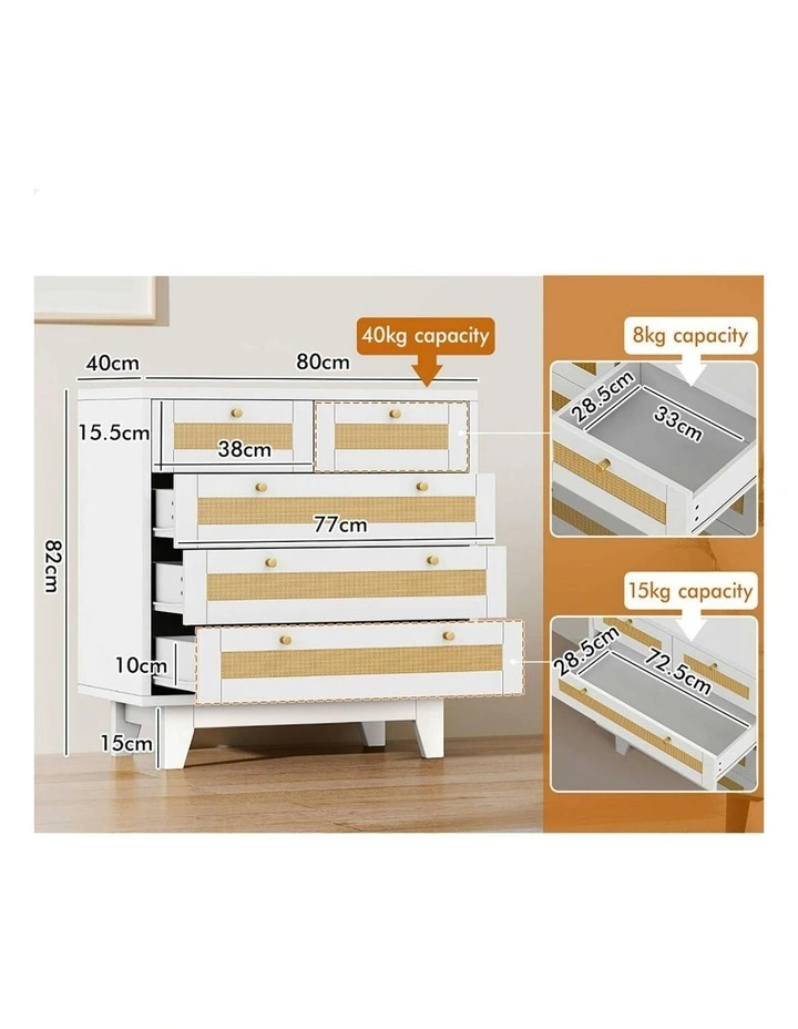 5 Chest Of Drawers Storage Cabinet Dresser in White image 6