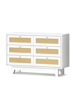 Storage Cabinet Dresser 6 Chest Of Drawers in White