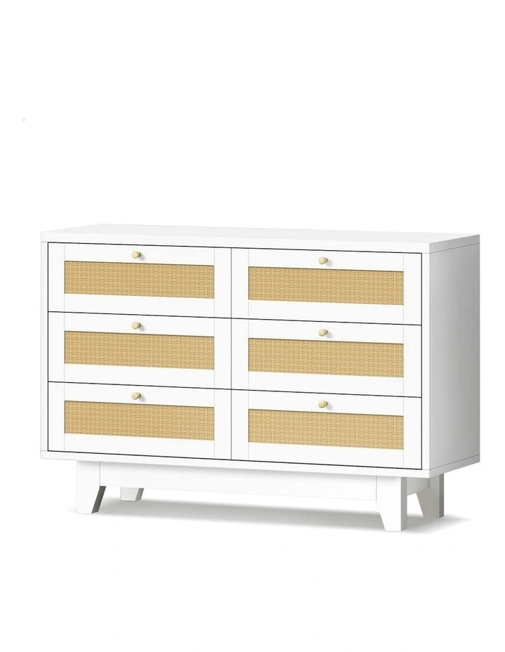 Storage Cabinet Dresser 6 Chest Of Drawers in White image 1