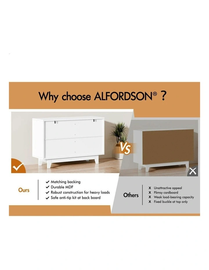 Storage Cabinet Dresser 6 Chest Of Drawers in White image 4