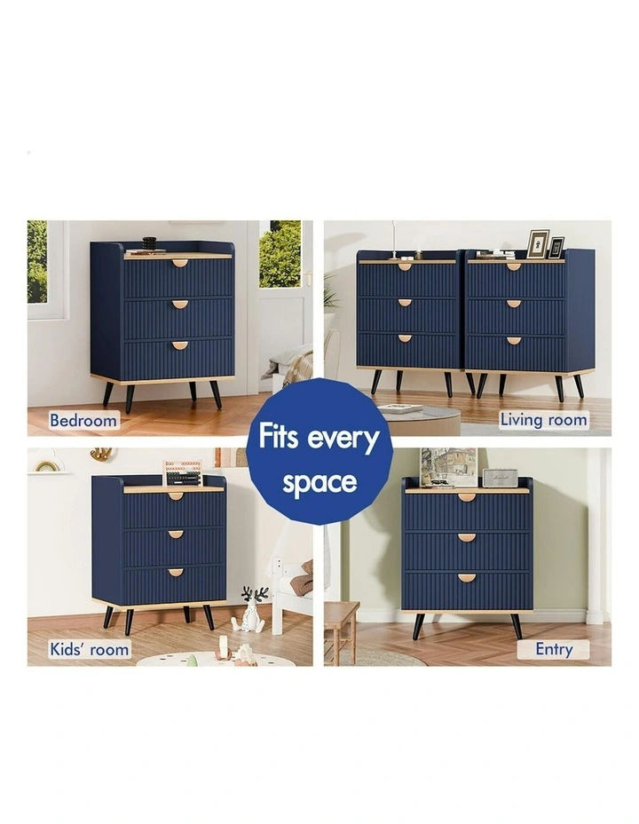 3 Drawer Storage Cabinet in Blue image 2