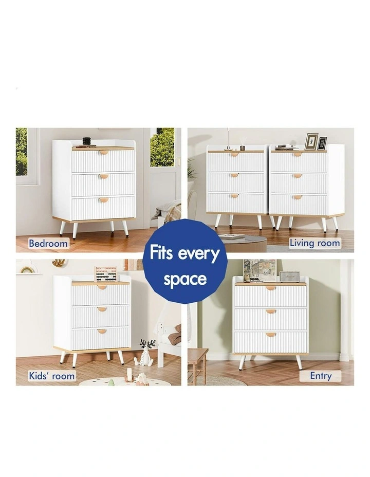 3 Drawer Storage Cabinet Dresser in Multi image 2