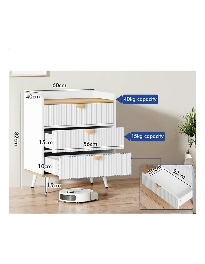 3 Drawer Storage Cabinet Dresser in Multi image 6
