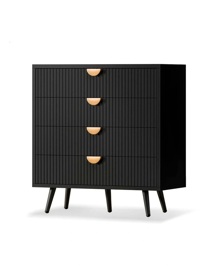 4 Drawer Storage Cabinet Dresser in Black image 1