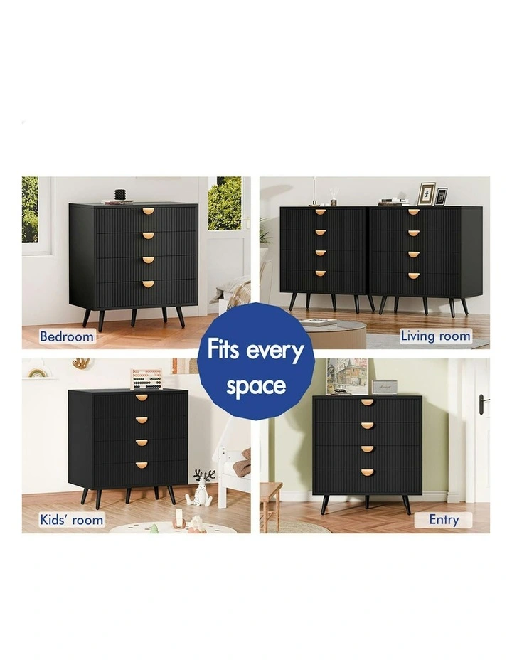 4 Drawer Storage Cabinet Dresser in Black image 2
