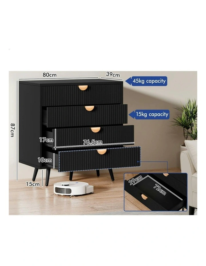 4 Drawer Storage Cabinet Dresser in Black image 5