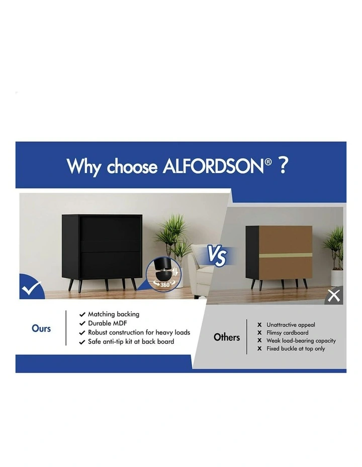 4 Drawer Storage Cabinet Dresser in Black image 6