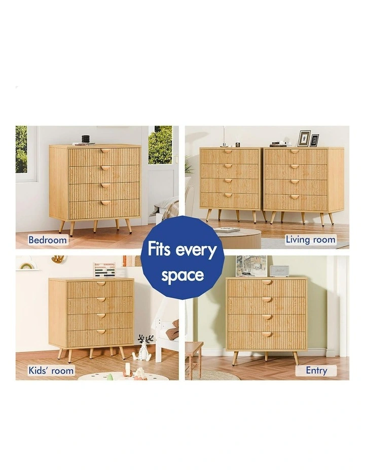 4 Drawer Storage Cabinet Dresser in Wood image 2