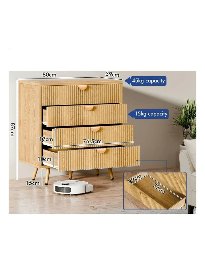 4 Drawer Storage Cabinet Dresser in Wood image 5