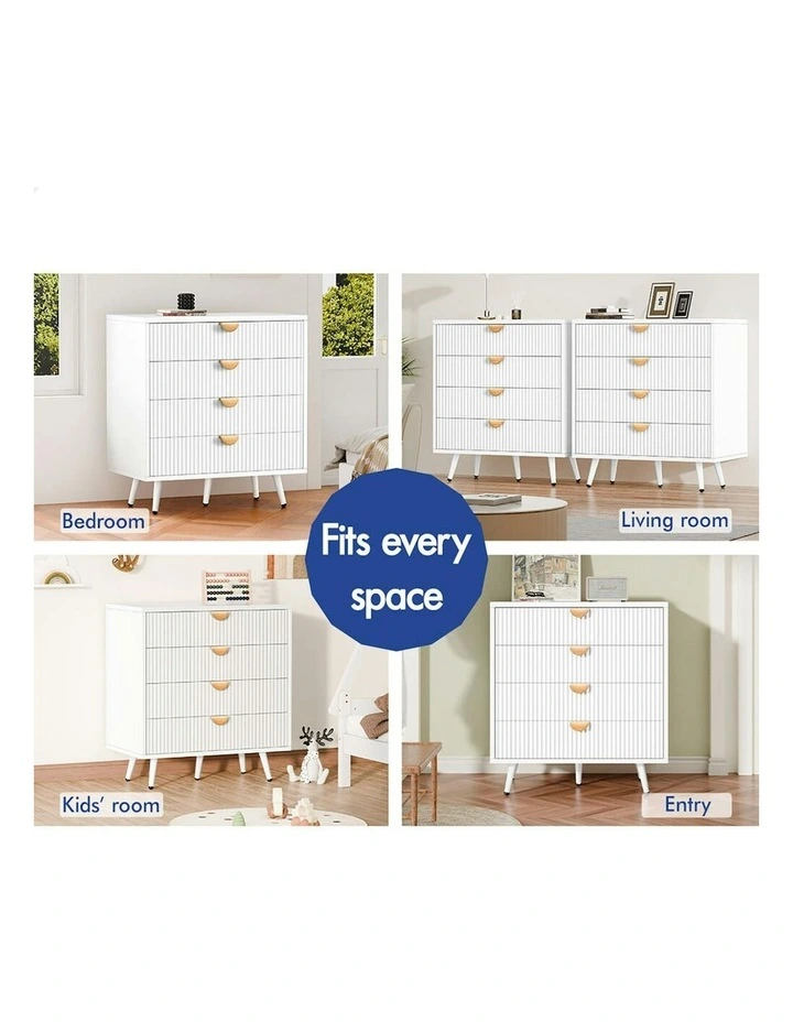 4 Drawer Storage Cabinet Dresser in White image 2