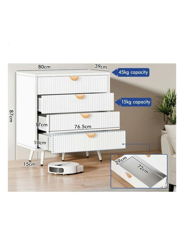 4 Drawer Storage Cabinet Dresser in White image 5