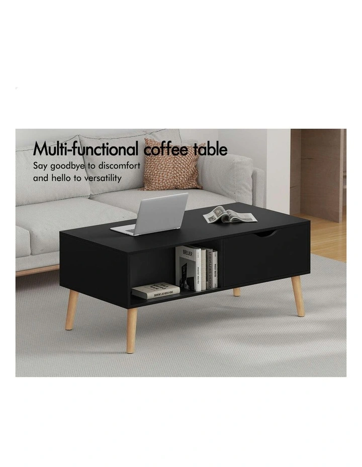 2 Drawers Coffee Table Storage in Black image 2