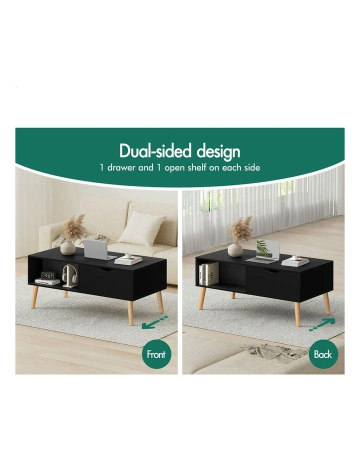 2 Drawers Coffee Table Storage in Black image 3