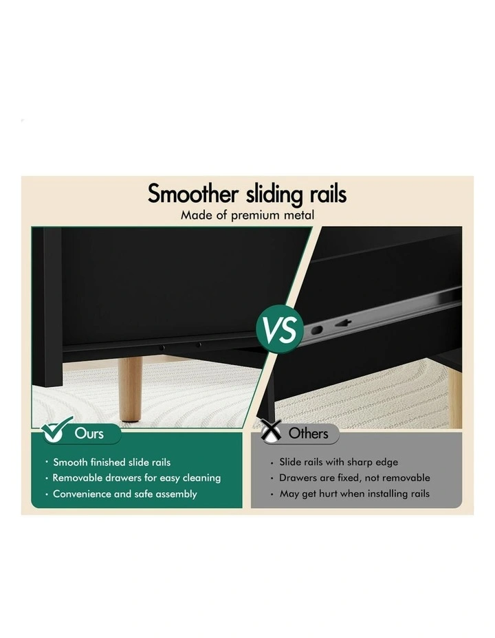 2 Drawers Coffee Table Storage in Black image 5