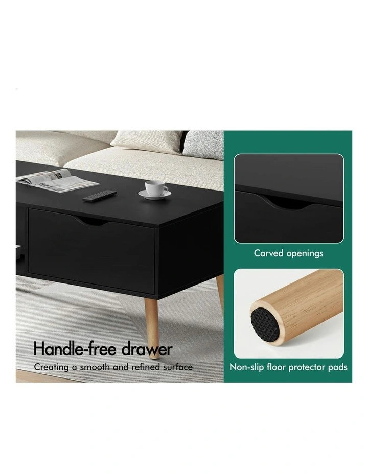 2 Drawers Coffee Table Storage in Black image 6