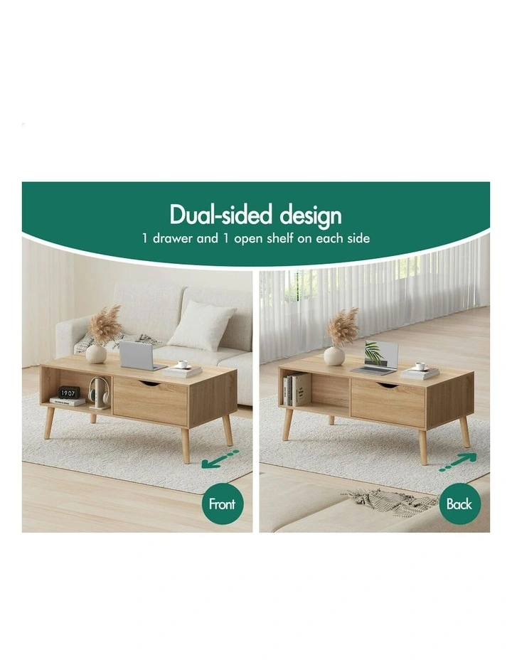 2 Drawers Coffee Table in Wood image 3