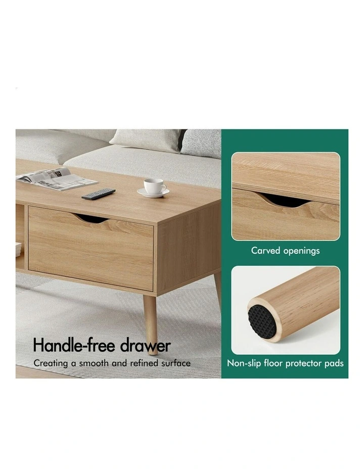 2 Drawers Coffee Table in Wood image 6