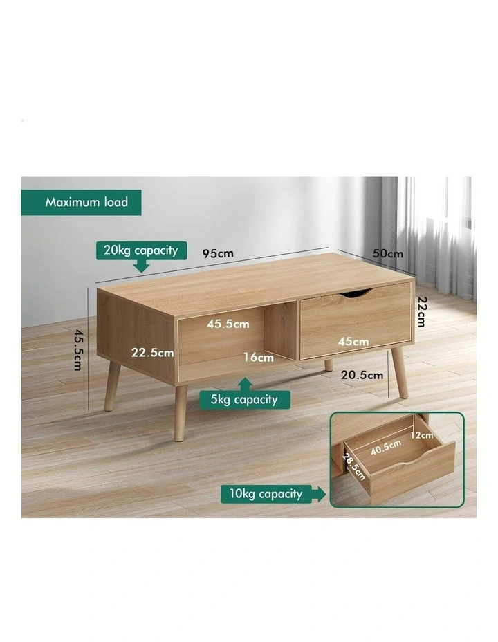 2 Drawers Coffee Table in Wood image 7