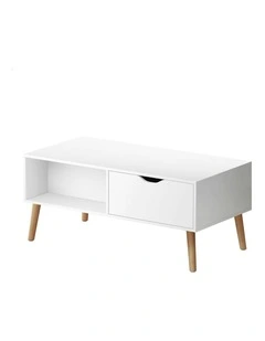2 Drawers Coffee Table in White