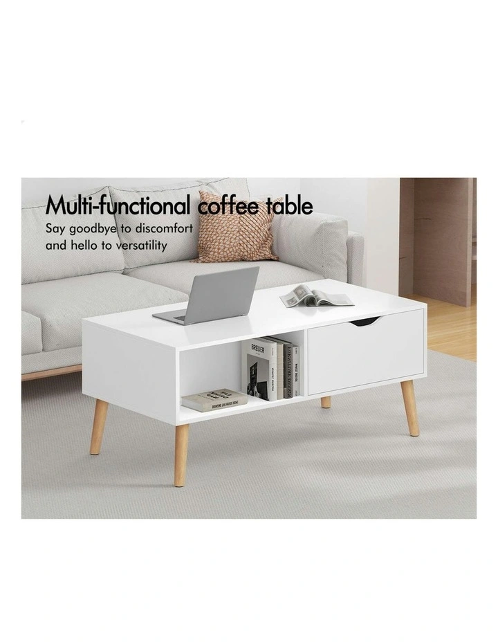 2 Drawers Coffee Table in White image 2