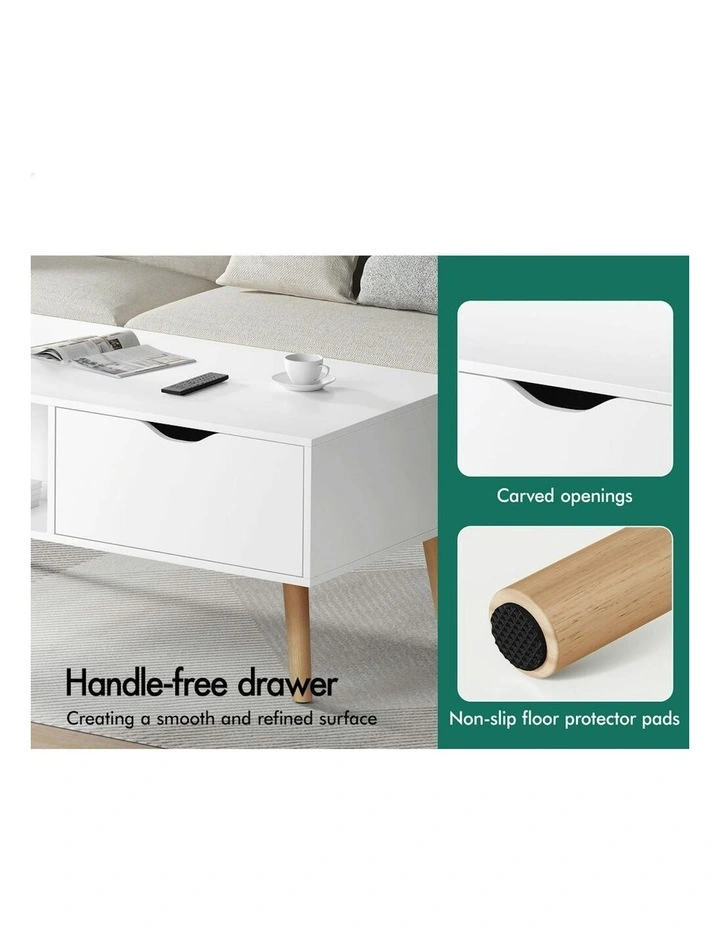 2 Drawers Coffee Table in White image 6