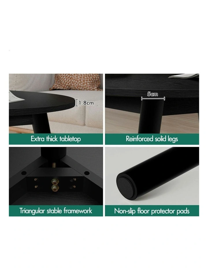 Round Coffee Table in Black image 5