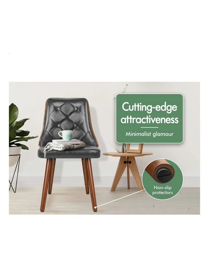 Leather Dining Chairs in Grey image 3