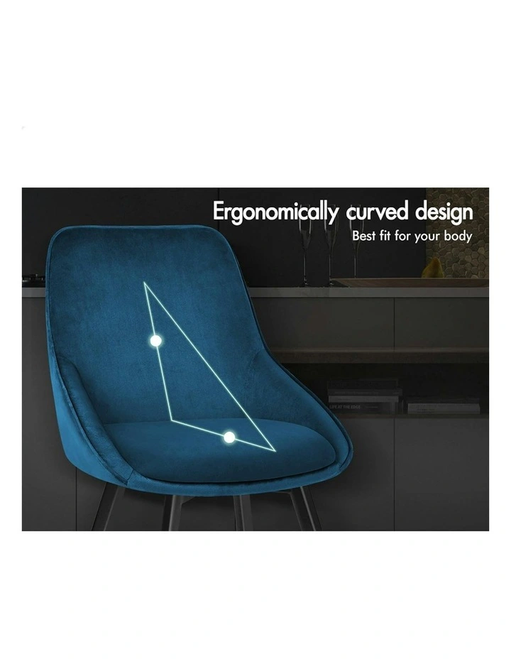 4x Dining Chairs Accent Kitchen Swivel Lounge Padded Seat Velvet Blue image 5