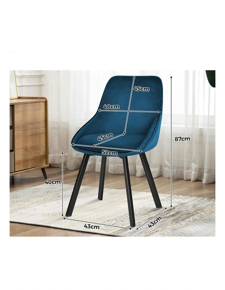 4x Dining Chairs Accent Kitchen Swivel Lounge Padded Seat Velvet Blue image 7