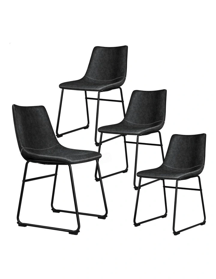 Leather Dining Chairs in Black image 1