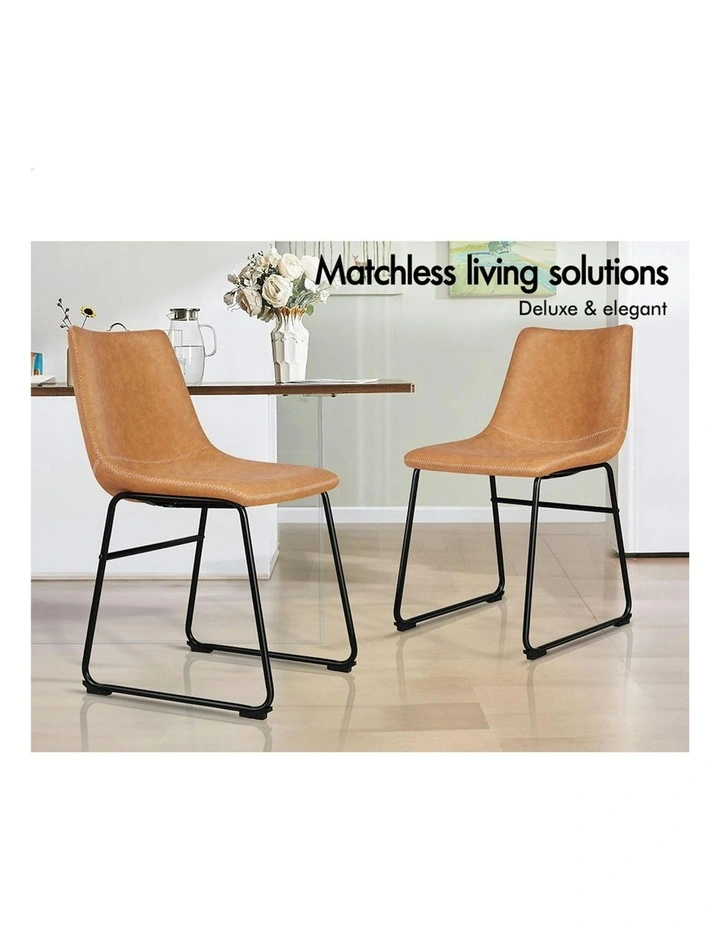 Leather Dining Chairs in Brown image 2