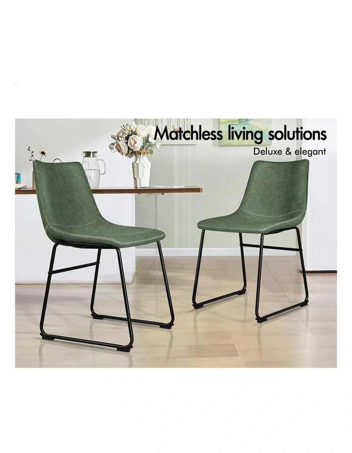 Leather Dining Chairs in Green image 2