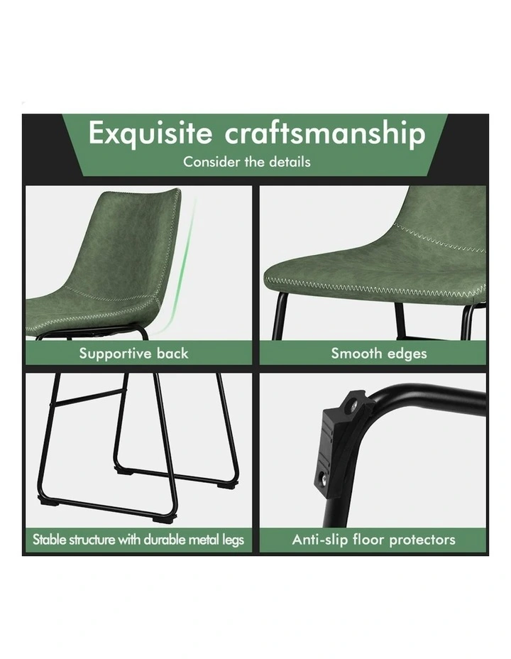 Leather Dining Chairs in Green image 6
