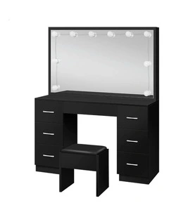 Dressing Table And Stool Set in Black