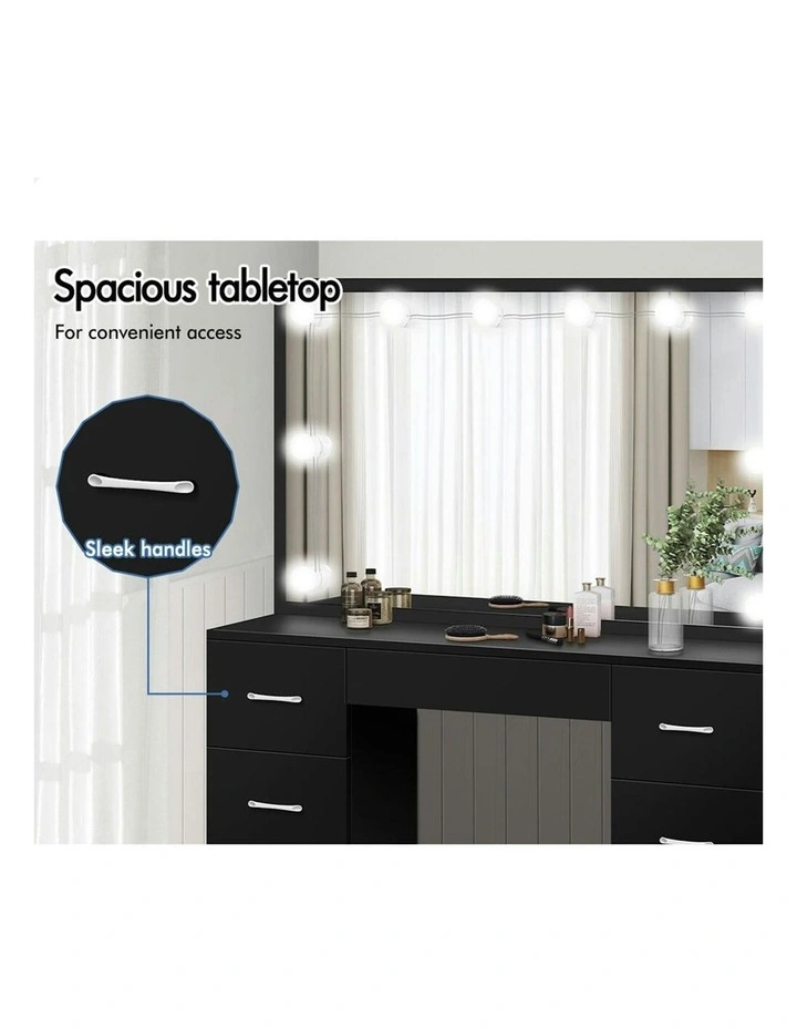 Dressing Table And Stool Set in Black image 2