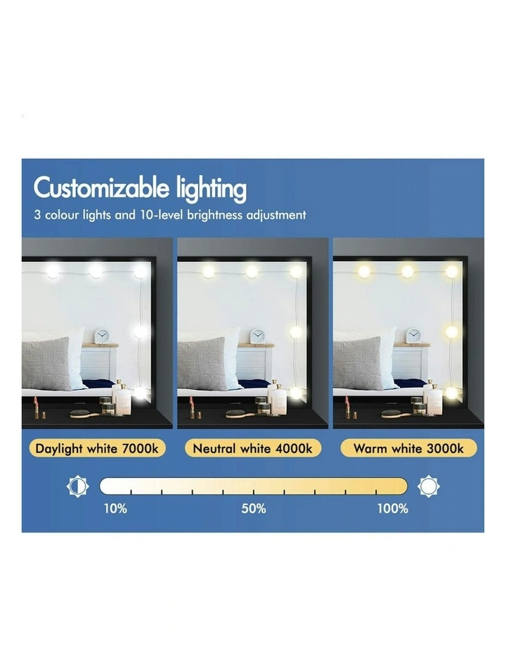 Dressing Table And Stool Set in Black image 3