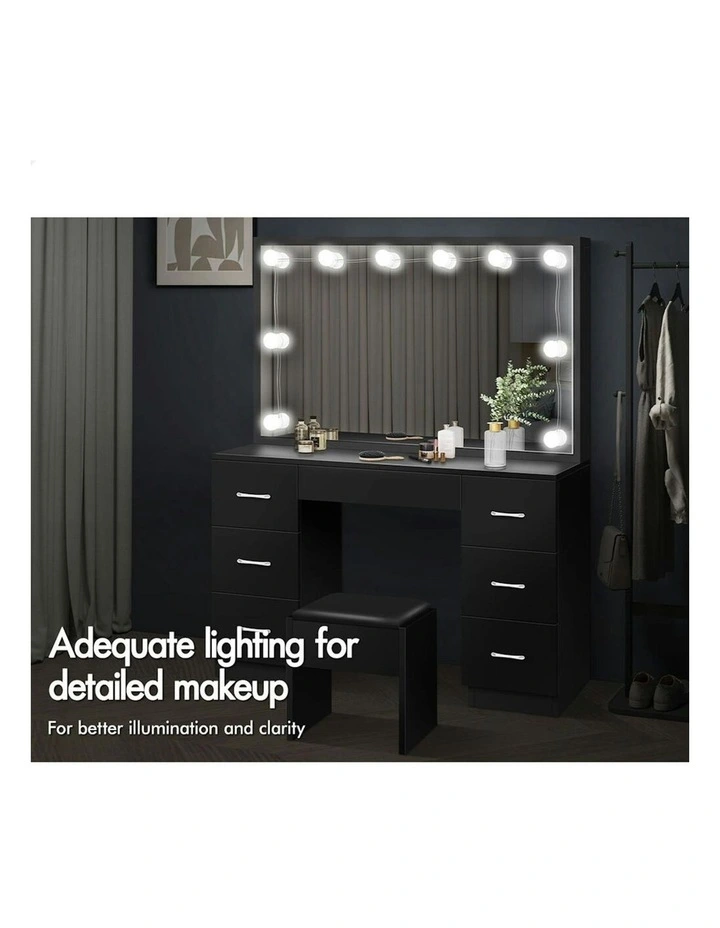Dressing Table And Stool Set in Black image 4