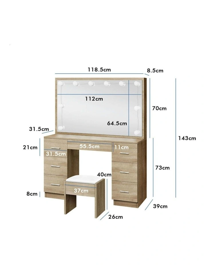 Dressing Table Stool Set in Wood image 5