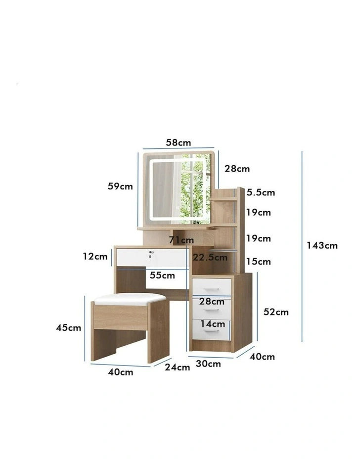 Dressing Table And Stool Set in Multi image 7