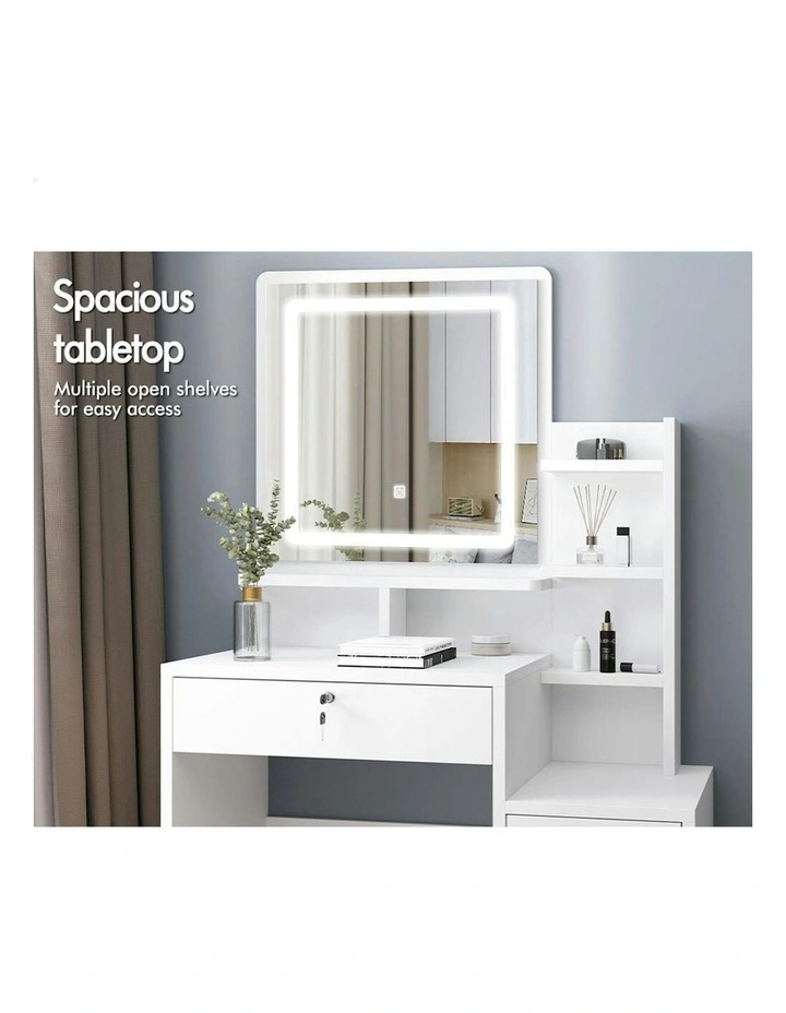 Dressing Table Stool Set in White image 2