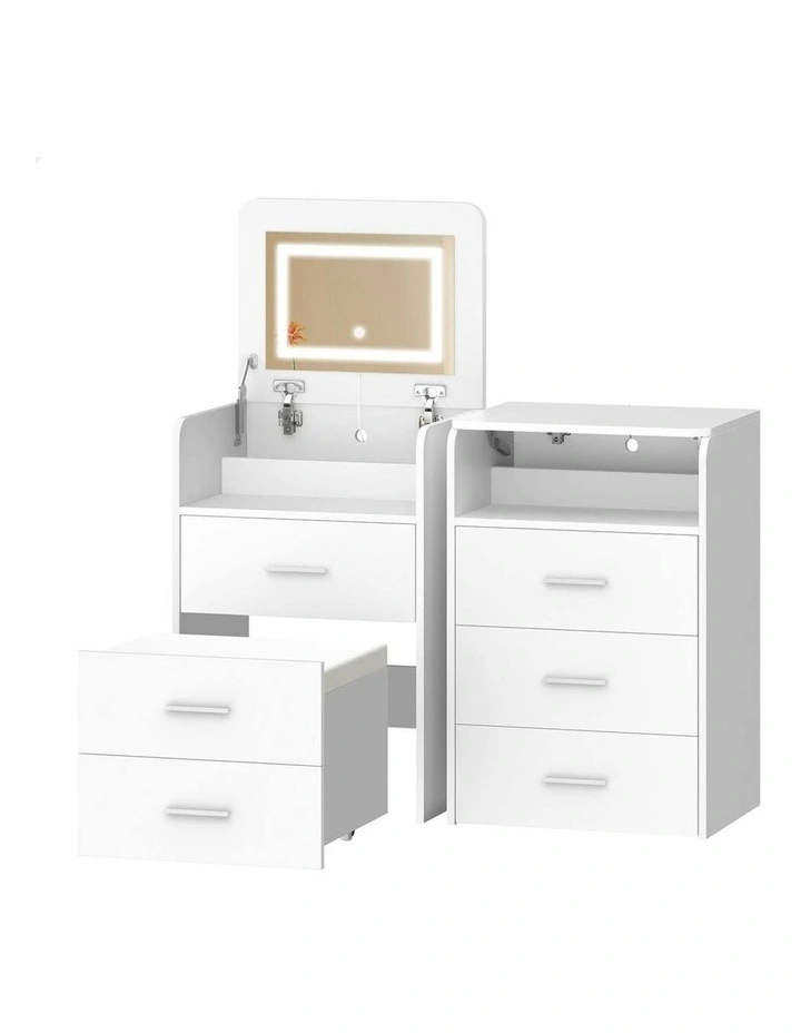 Dressing Table And Stool Set in White image 1