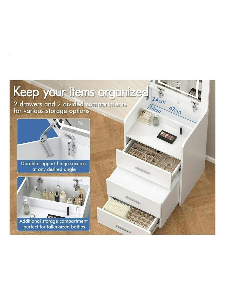 Dressing Table And Stool Set in White image 3