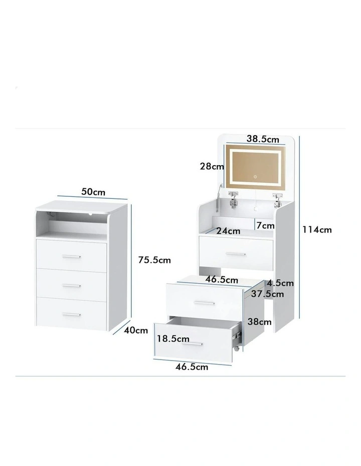 Dressing Table And Stool Set in White image 6