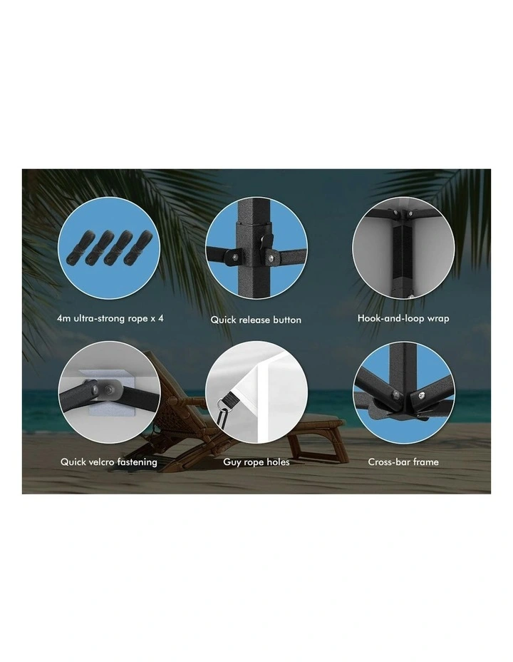 Gazebo Pop Up Marquee 600D Oxford Folding Tent 3x3m in White image 6