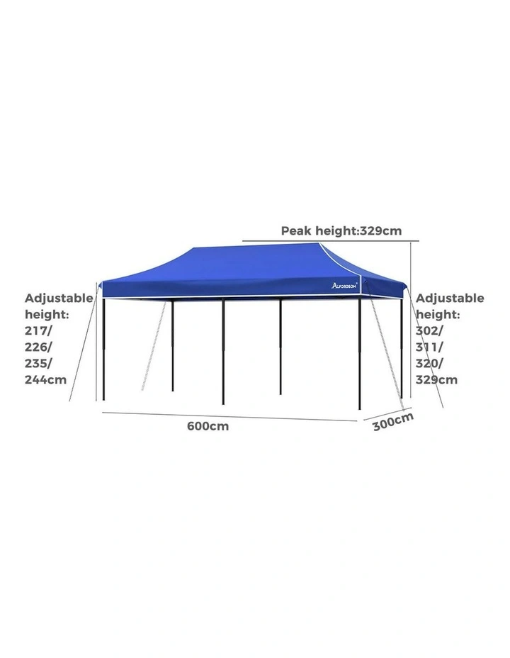 Gazebo Marquee 600D Oxford Folding Outdoor Tent 6x3m in Blue image 3