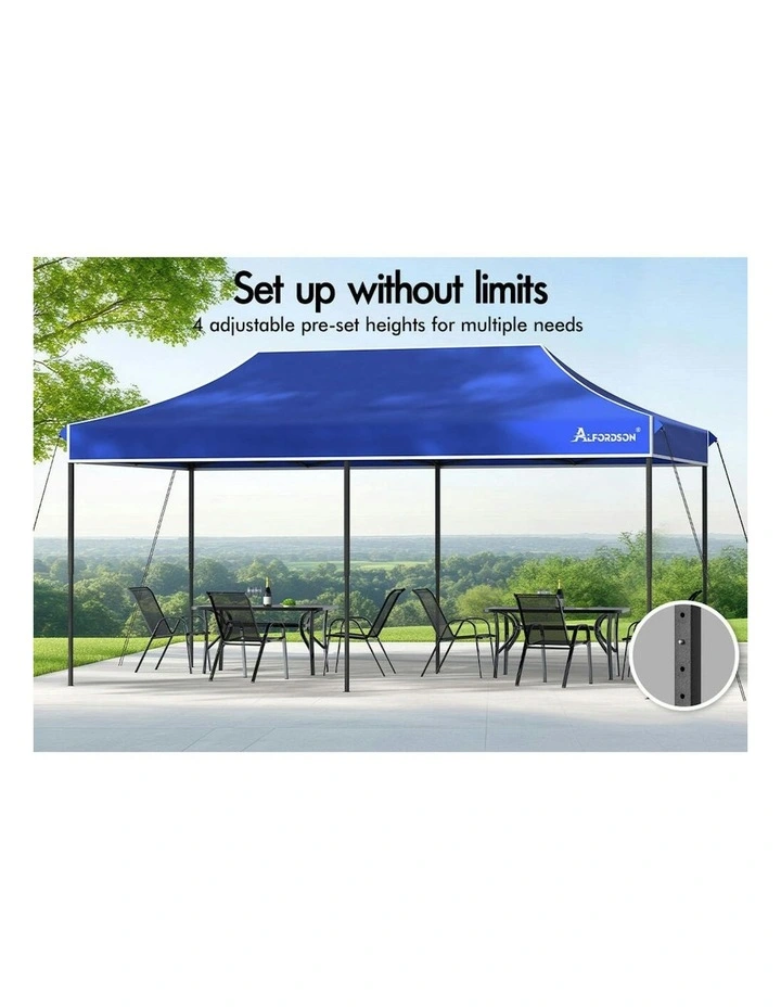 Gazebo Marquee 600D Oxford Folding Outdoor Tent 6x3m in Blue image 5