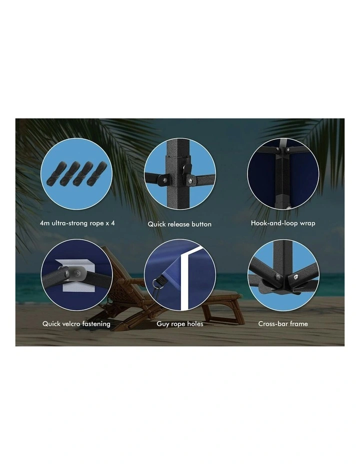 Gazebo Marquee 600D Oxford Folding Camping Tent 3x3m in Navy image 6