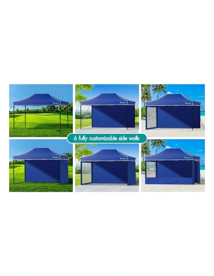 Gazebo Marquee 600D Oxford Folding Camping Tent 4.5x3m in Blue image 5