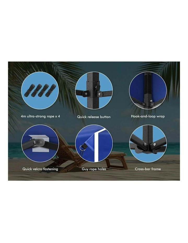 Gazebo Marquee 600D Oxford Folding Camping Tent 4.5x3m in Blue image 6