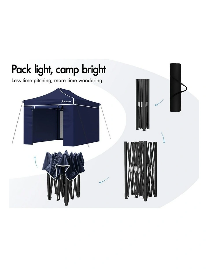 Gazebo Marquee 600D Oxford Folding Camping Tent 4.5x3m in Navy image 1